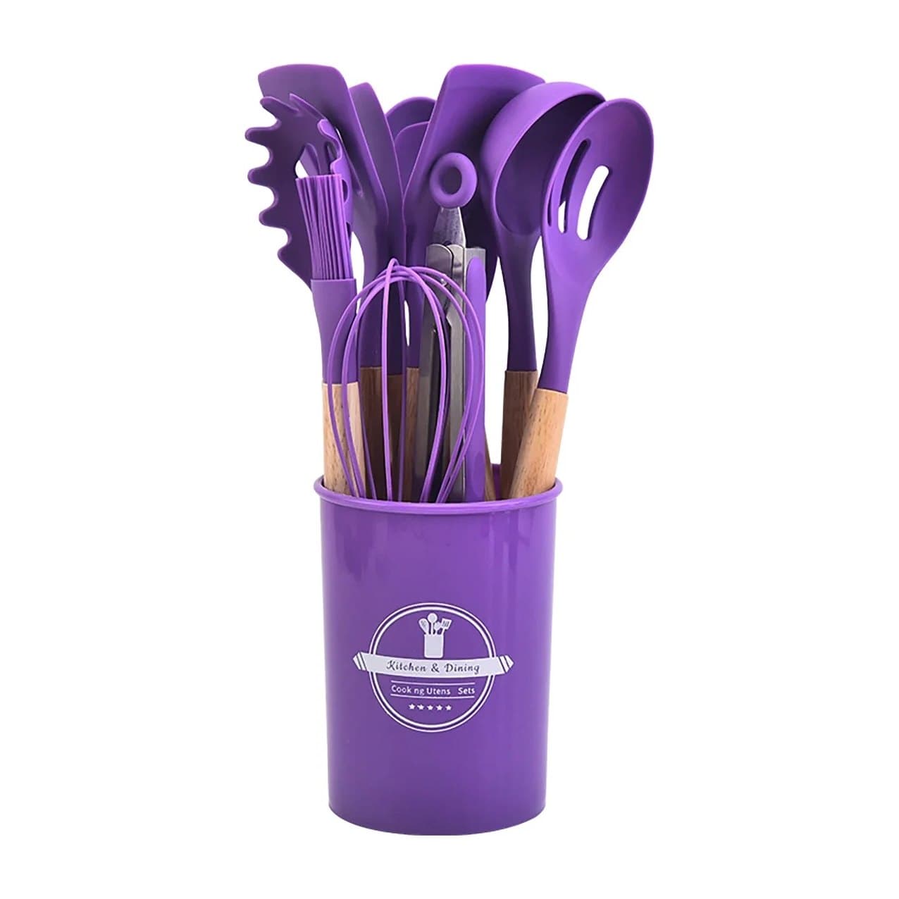 Silicone Kitchen Utensil Set with Holder — Black, photo 4
