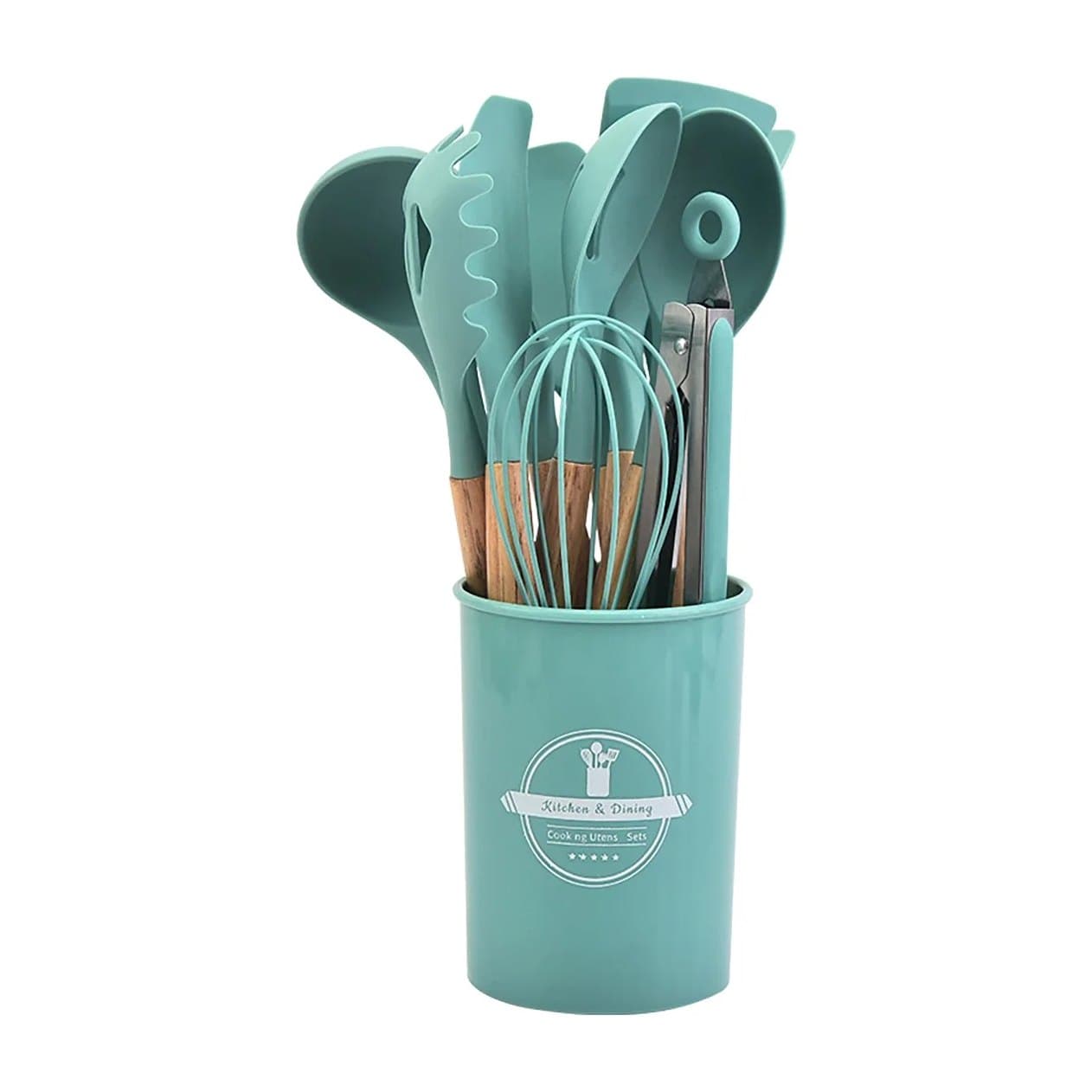 Silicone Kitchen Utensil Set with Holder — Black, photo 6