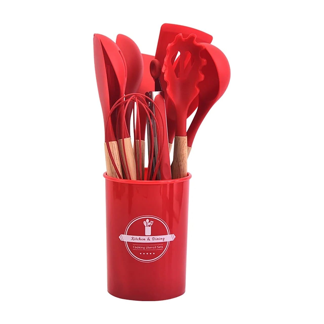 Silicone Kitchen Utensil Set with Holder — Black, photo 7
