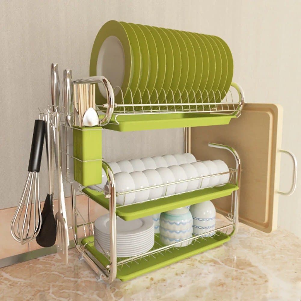 3-Tier Dish Drying Rack with Cutlery Holder