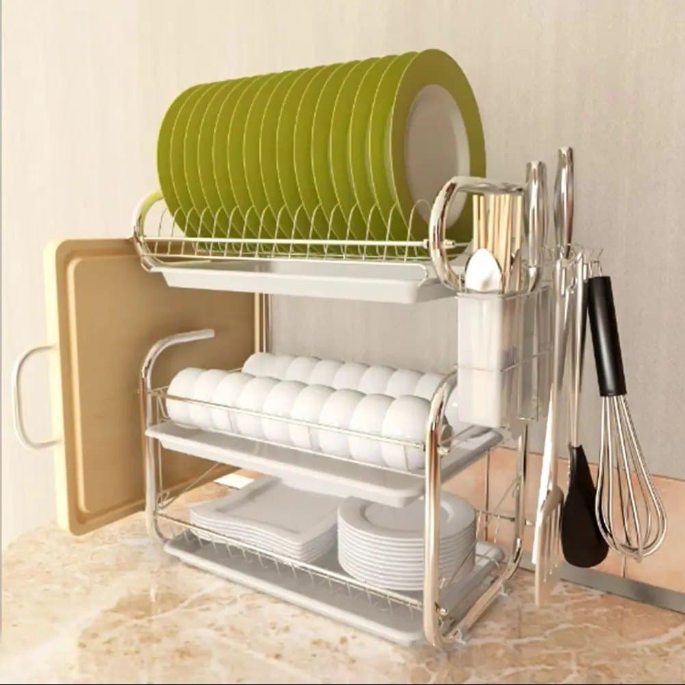 3-Tier Dish Drying Rack with Cutlery Holder, photo 2