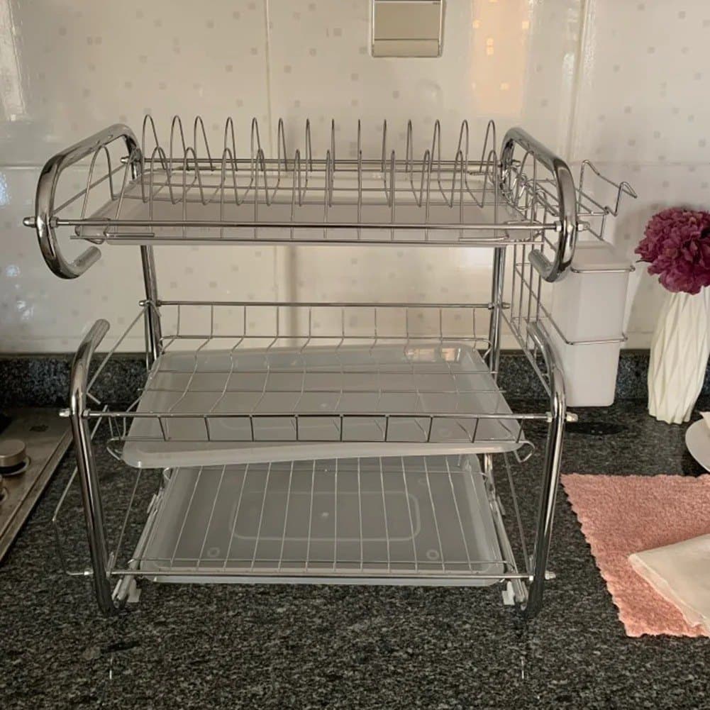 3-Tier Dish Drying Rack with Cutlery Holder — Green, photo 5