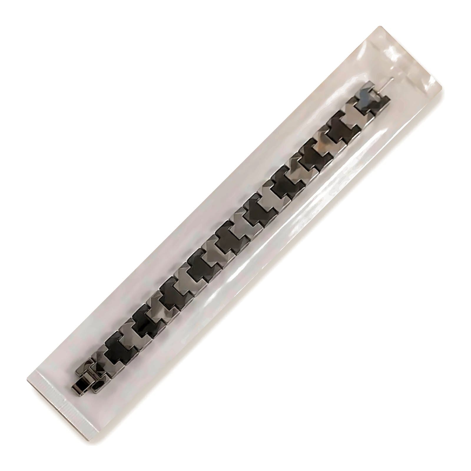Men's Black & Gunmetal Faceted Link Bracelet